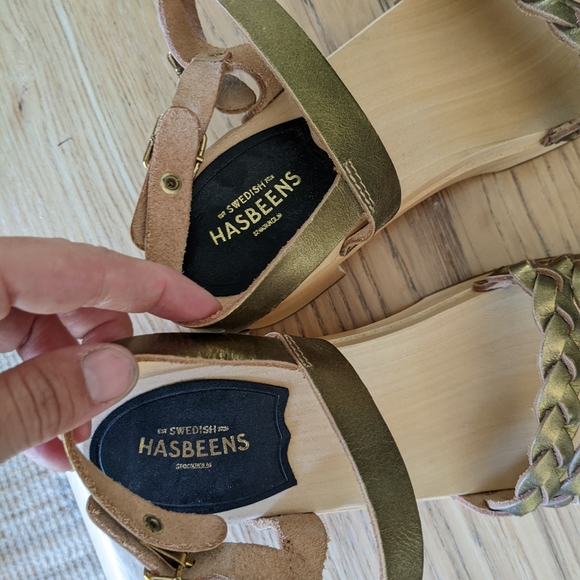 Swedish Hasbeen *never worn* Braided Sandal Wooden Clog - Picture 7 of 15